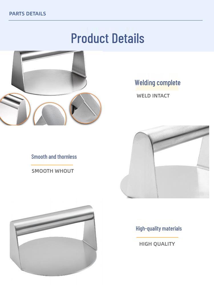 Stainless Steel Patty Press: Teppanyaki, Squid, Barbecue, Steak, and Hamburger Tool for Camping.