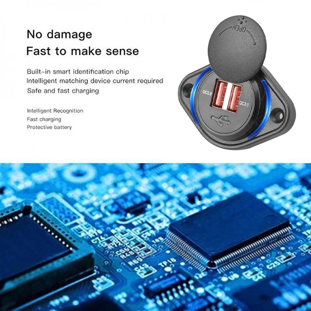 Quick Charge QC 3.0 Dual USB Ladegerät mit Schiebekappe 36W Wasserdicht 12V/24V Schnelllade-USB-Ladegerät für Auto Boot Bus Wohnmobil Zuhause