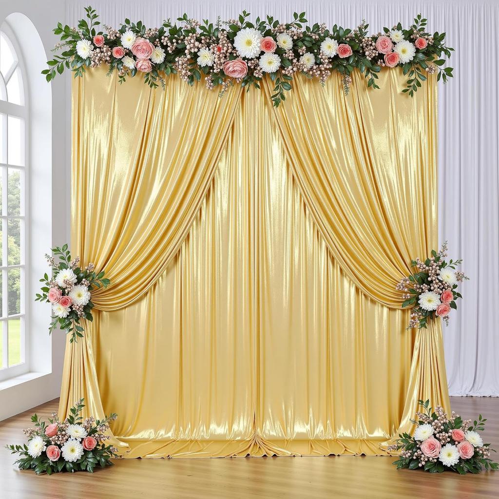 5x10FT Gold Sequin Backdrop Curtain - 1 Panel Wrinkle-Free Glitter Drapes for Photography, Birthdays, Weddings & Graduations