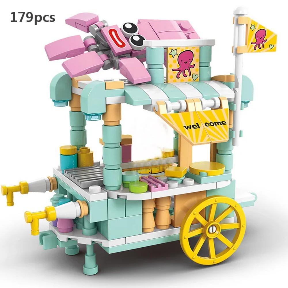 Mini Shop Market Street View Sets Model Building Blocks Hamburger Restaurant Retail Store Creative Architecture Friend Girl City