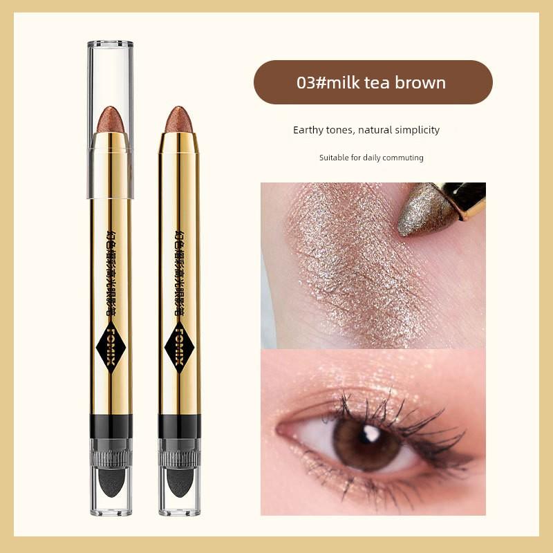 Blogger Recommended Lazy Eyeshadow Stick, Double-Ended Pearlescent Earth-Toned Pen for Aegyo-Sal, Sweat-Proof, Non-Smudging, One-Swipe Application