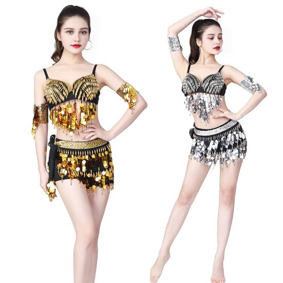Belly Dance Waist Chain Sequins Hip Scarves Double Tier Waist