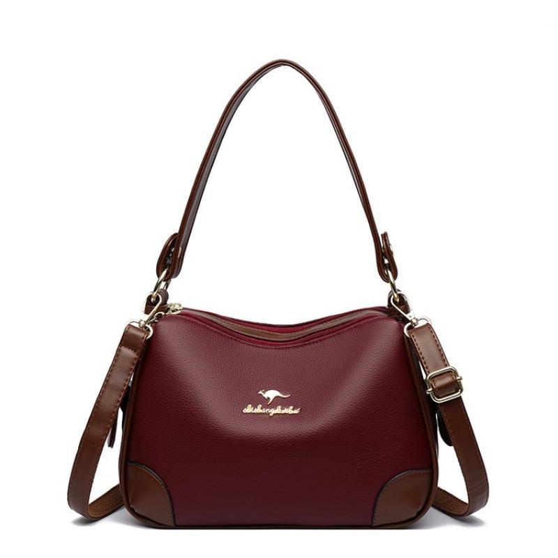 

women s bag new handbag women s bag large capacity soft leather shoulder messenger bag versatile hand bag One size fits all красный