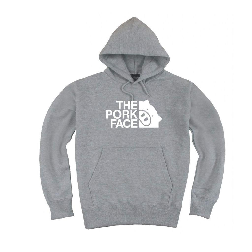Pork Pullover Large Logo [The Face] Hoodie, Gray, XL,