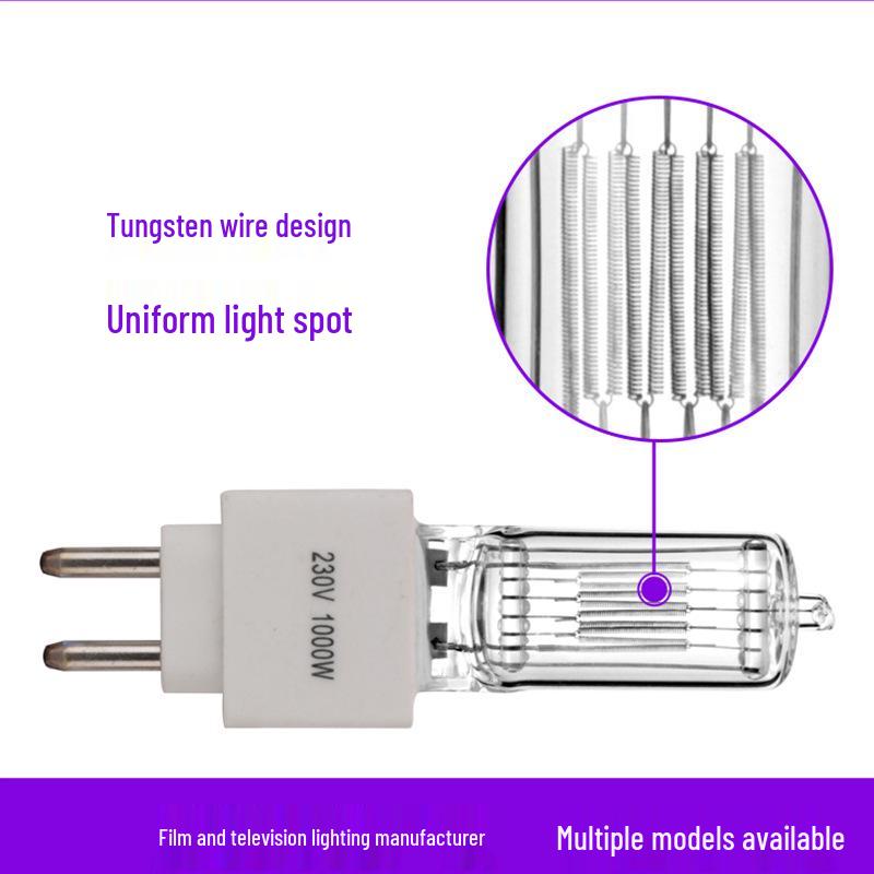 230V 1000W Quartz Halogen Spotlight with G15 Base for Film, TV, and Stage Lighting