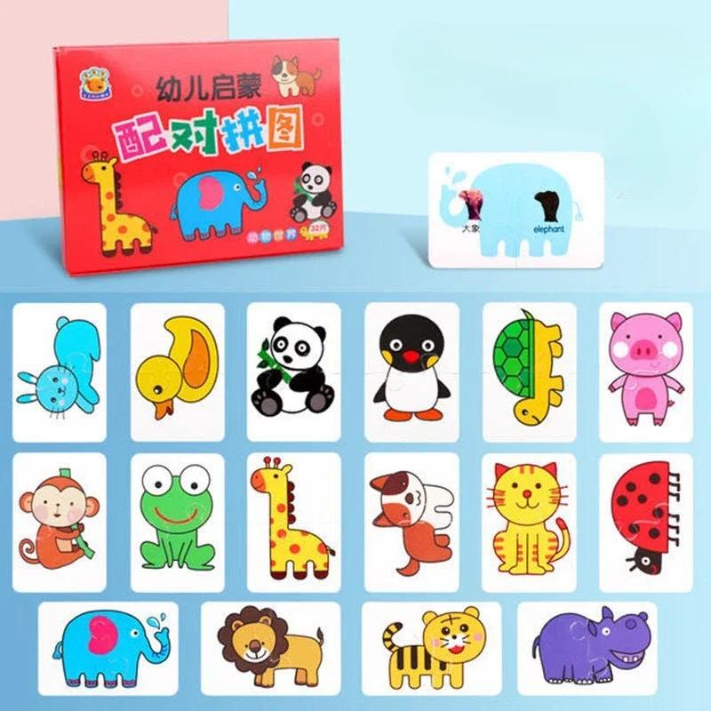 Děti Puzzle se zvířtky pro batolata 1 2 3 roky Chlapci Dívky Učící se zvířtka Paměťov karta Matching hra Vzdělvací hračky Fun for All Ages