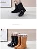 Women's Waterproof Thick-Soled Mid-Calf Rain Boots - Non-Slip, Wear-Resistant, Warm Rubber Shoes for Work and Wading.