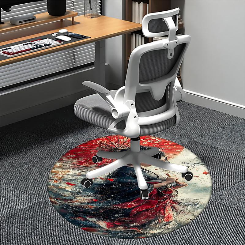 

Traditional Japanese Kimono Chair mat Round Rug-Office carpet, Non-slip, Suitable for Living Rooms, Bedrooms decor.1205219a 80cm by 80cm
