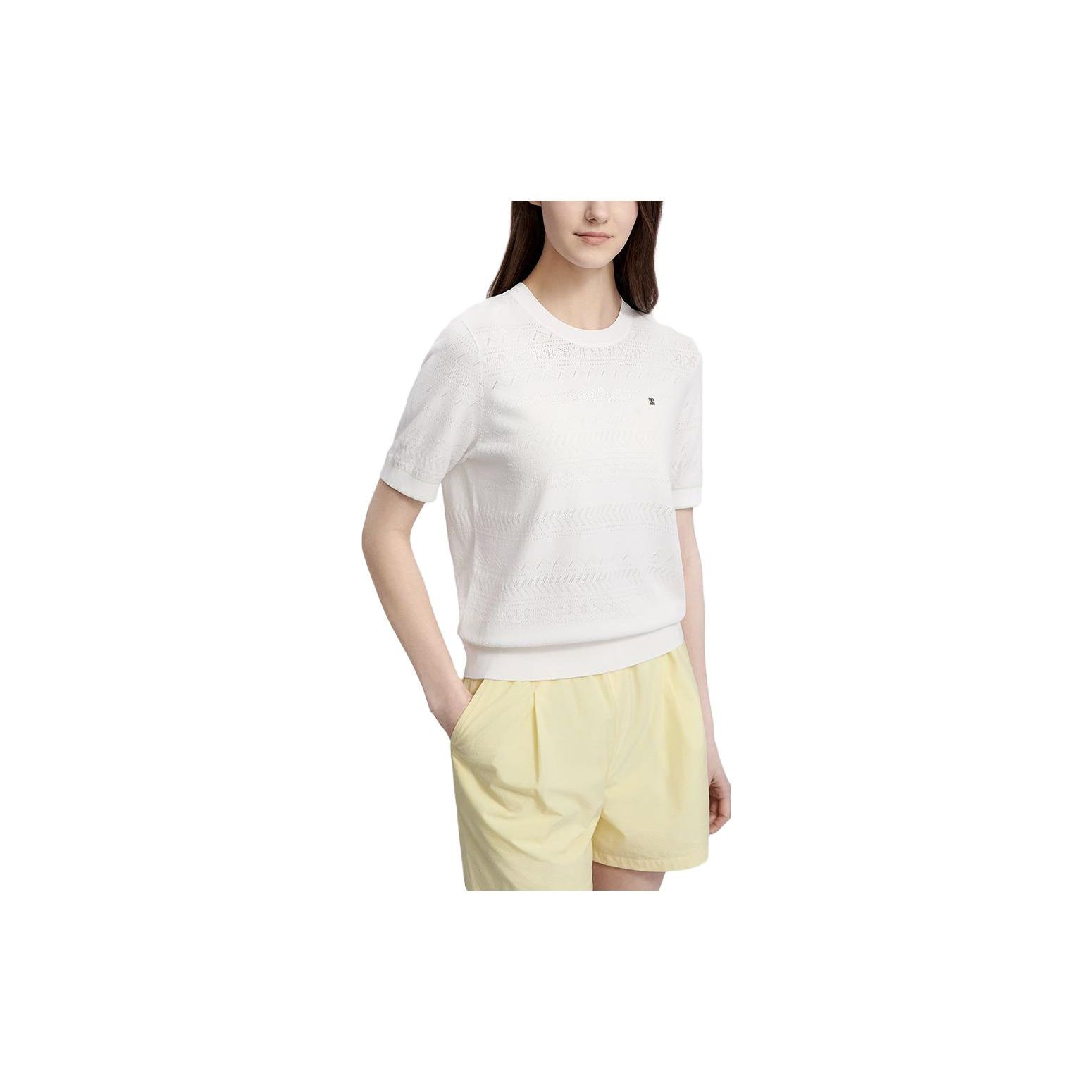 

Женский трикотажный топ FILA Solid Color Round Neck Pullover Short Sleeve Knit Top Off-White F11W327402F-WT M