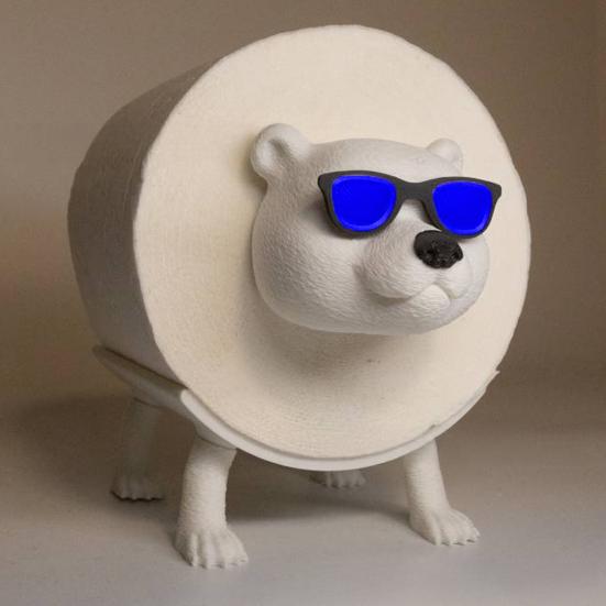 Toilet Paper Holder Tissue Rack Polar Bear Shape Reusable Handcrafted