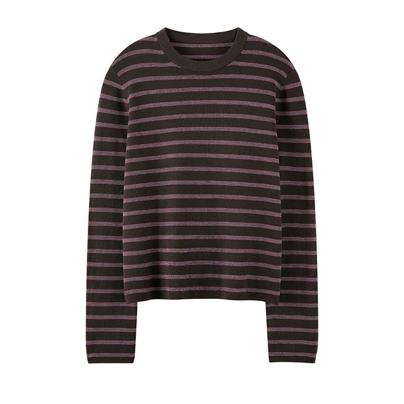 Elegant Striped Merino Wool Sweater - Spring/Autumn 2026 Women's Thin Knitwear