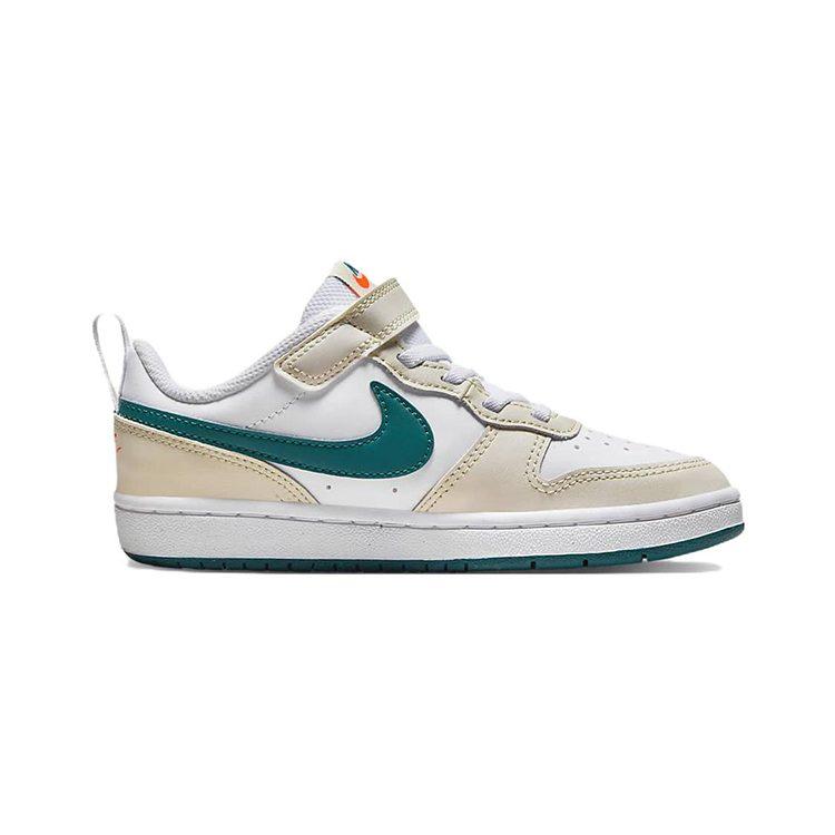 Nike Court Borough 2 Low Comfortable Low top Kids' Skateboarding Shoes White Green Children Aged 3 7 Years Old BQ5451-017