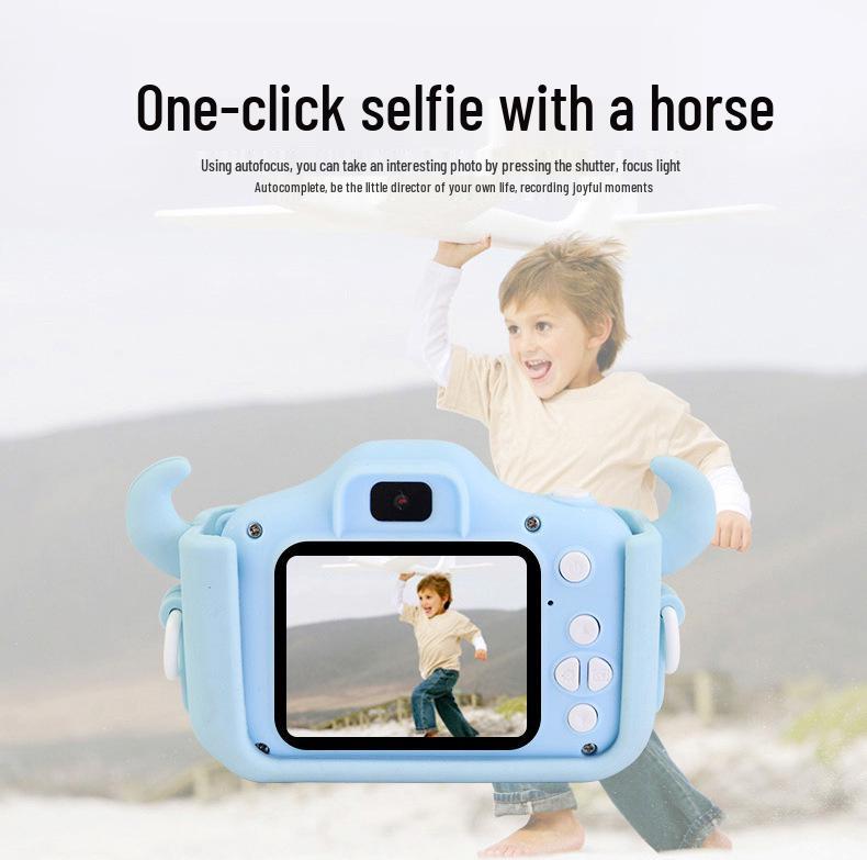Children's Dual Lens Cartoon Digital Camera with Selfie, Video, Game, and Music Features