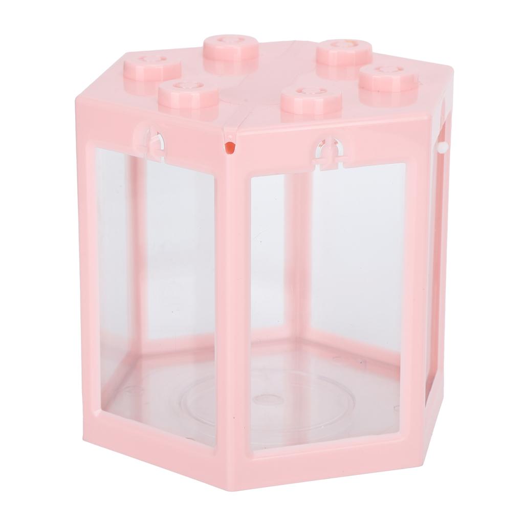 Small Hex Shape Fish Tank Desktop Plastic Fish Aquarium Decoration for Office/HomePink