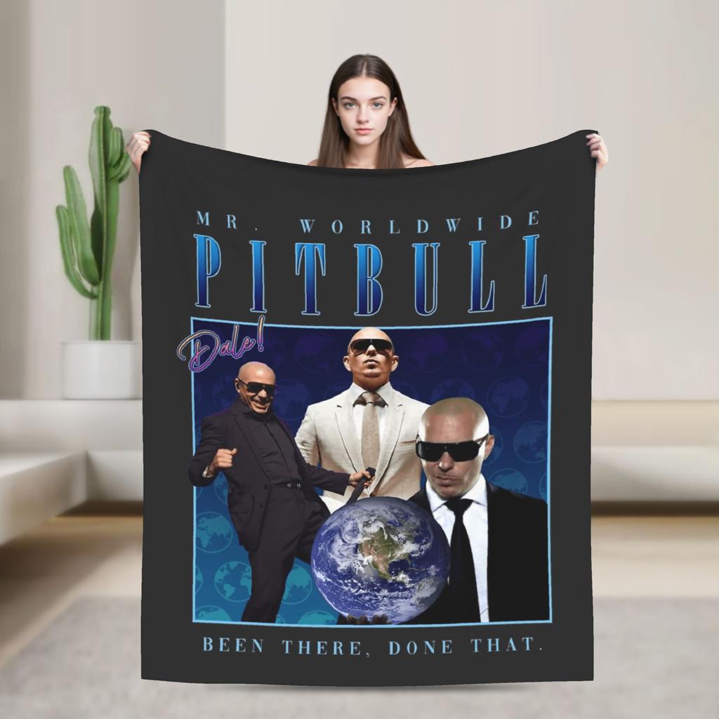 Mr Worldwide Pitbull Plush Blanket Children Flannel Throw Blanket For Couch Chair Sofa Bed Warm Design Quality Bedspread Idea