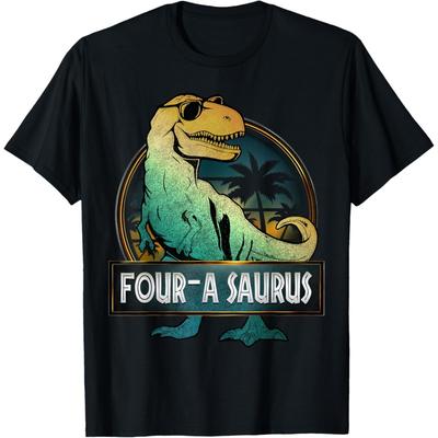 Four a Saurus 4. Geburtstag T-Rex Dinosaurier 4 Jahre alt Dino T-Shirt