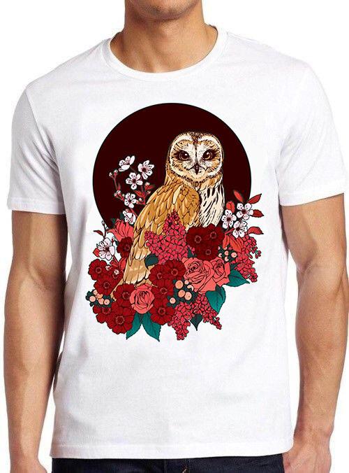 Owl Floral Eclipse Funny Cute Animal Flowers Top Gift MemevGamer T Shirt M569