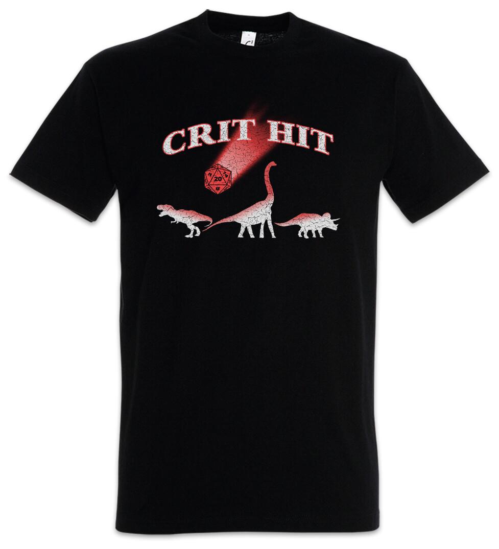 Crit Hit T-Shirt Geek Nerd Fun Dinosaurs PC RPG MMORPG Gamer Gaming Dices Dice XXXL