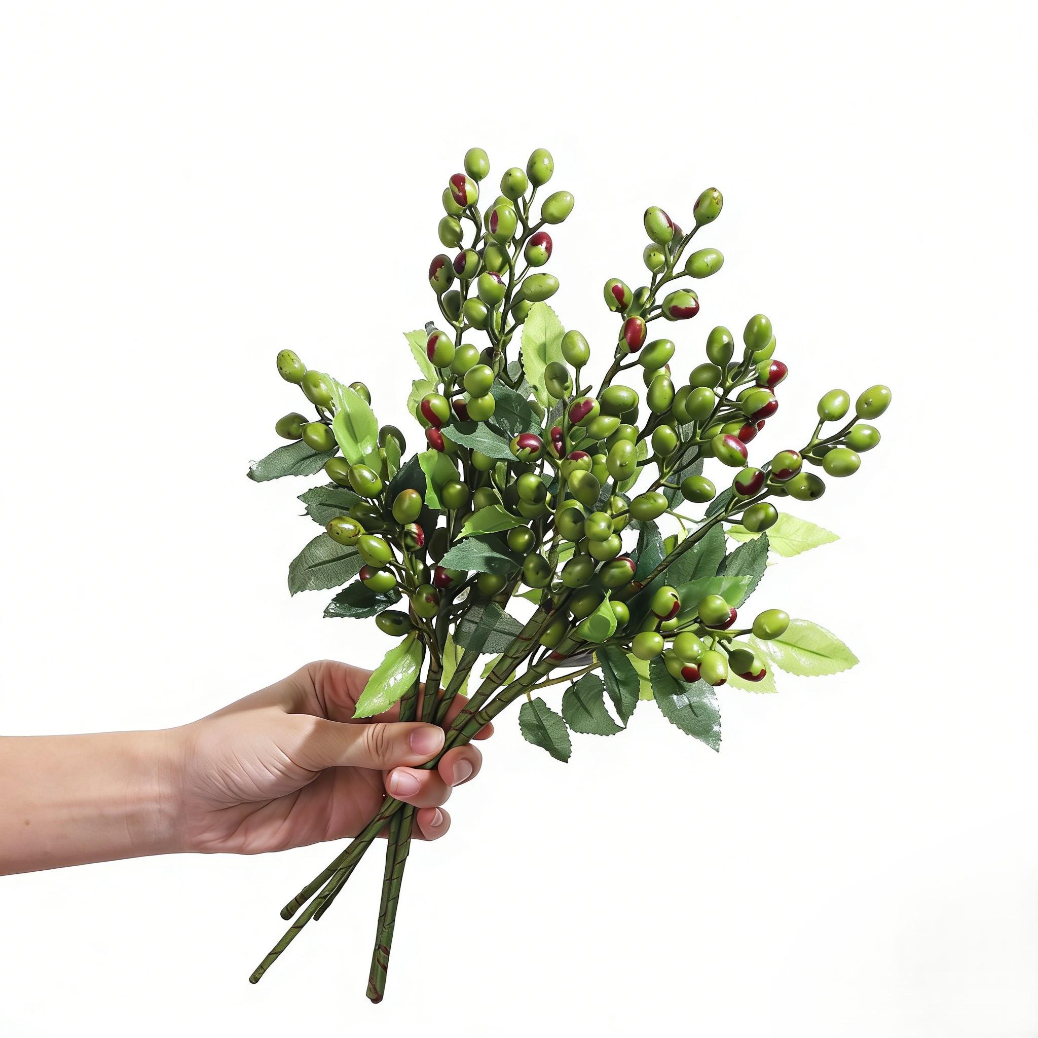 

Set of 5 138 inch Faux Olive Branches with White Buds for Home Decor Wedding Floral Arrangements and Centerpieces зелений