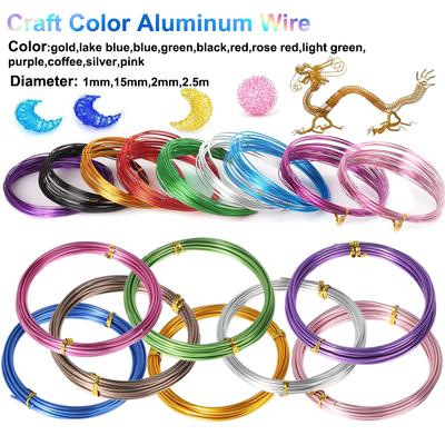 Farbiger Aluminium-Basteldraht 1mm, 1,5mm, 2mm, 2,5mm Flexibler Metall-Künstlerischer Floral-Schmuck Perlenwickeldraht für DIY Schmuck Bastelherstellung