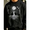 1pc Sweatshirt for Men, Gothic Tree of Life Moon Phase Print Pullover, Casual Streetwear Hip Hop Top for Male, PLUS SIZE
