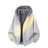 Mountain Eagle Hooded Cotton Coat PU Leather Silver Fox Velvet Jacket