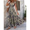 QICED Fashion Summer Spring Short Sleeve V-Neck Casual Dresses Unique Design