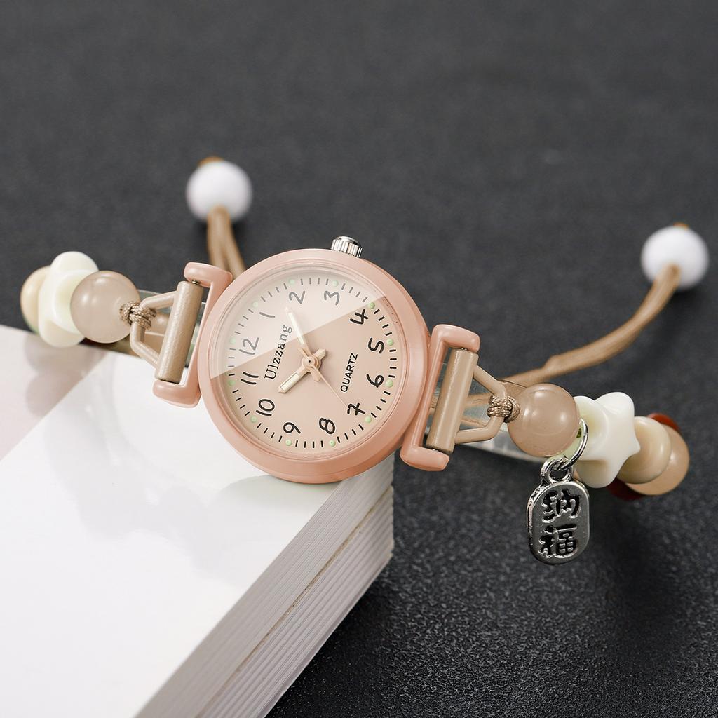Xiaomi Fashion Women Round Dial Quartz Watch Adjustable Beaded Chain Bracelet Watches Relogio Feminino Girls Clock Gift (Without Box)