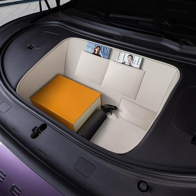 For Luxeed R7 Car Front Trunk Storage Bag Compartment Leather Organizer Protective Pad Modification Interior Car Accessories