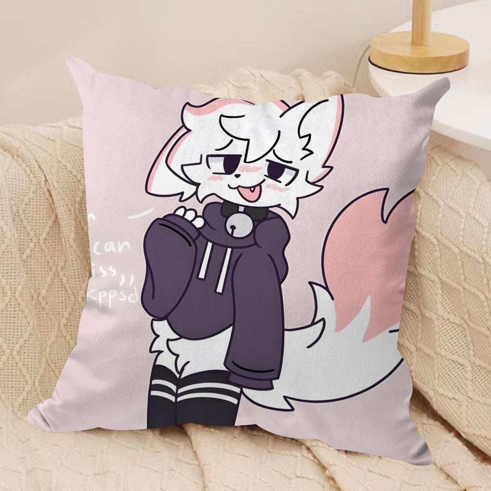 Anime Boykisser Silly Cat Cushion Cover Silky Short Plush DoubleSided Printed Pillow Case for Sofa All Seasons Home Decor Gift