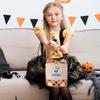 1pcs Kids Halloween Candy Bag Storage Basket Imitation Linen Plaid Fabric Design Portable Decoration Halloween Candy Bag