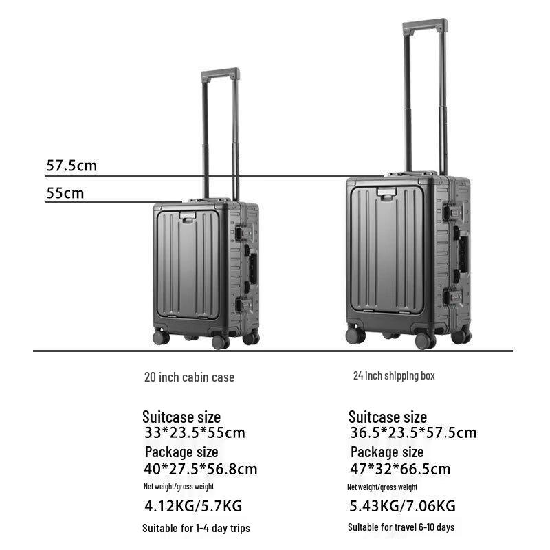 PACKAGE FASHION All-Aluminum Magnesium Alloy Front-Open Luggage