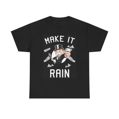 Графическая футболка 'Make It Rain' Винтажная Забавная Ретро Унисекс Тяжелый Хлопок Футболка Унисекс