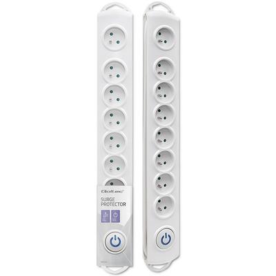 Qoltec Surge Protector Power Strip | 8 Sockets | 1.5m | White