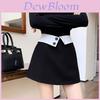 Black High Waist Slimming Short Skirt With Color Block Edging For Spring Summer Fashion