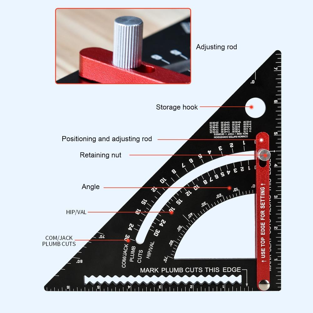7 Inch Aluminum Alloy Triangle Ruler Adjustable Angle Adjustable Rafter Framing Square  Framing