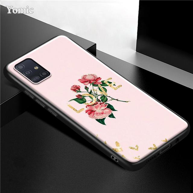 Husa cu flori roz trandafir pentru Samsung Galaxy S21 Ultra A51 A71 A52 A72 5g S20 Fe A50 A70 A41 A31 A30 A21s Tpu Husa telefon neagra Capa