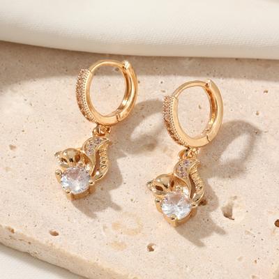 Personality Squirrel Dangle Earrings for Women Cubic Zirconia Daily Jewelry Party Accessories