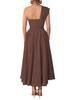 Summer Style Women's Sleeveless One-Shoulder Dress with Cinched Waist and Wide Hem