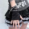 Y2K Punk Studded Gloves Hip Pop Rivet Fingerless Glove Gothic Adjustable Cross Wrap Arm Sleeves Half Finger Mitten
