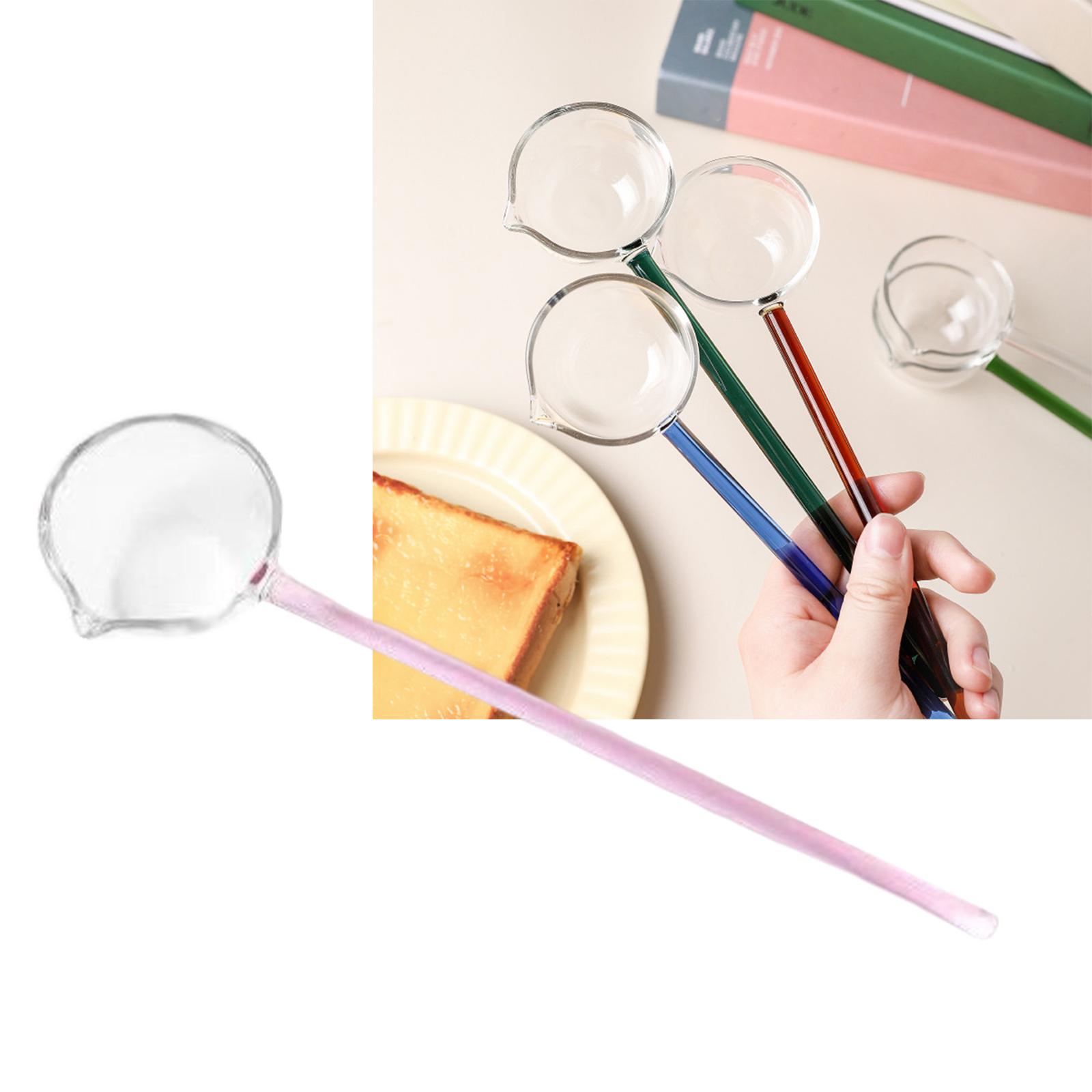 

Glass Cooking Ladle with 9.92 Handle for Serving Soup and Sauces рожевий