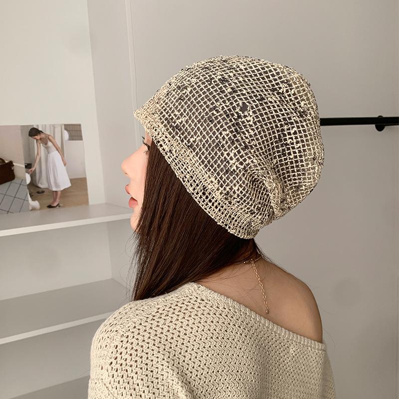 

Knitted beanie hat for women, suitable for spring and summer, versatile and flattering, makes the face look smaller, hollowed-out and breathable cold Average Size