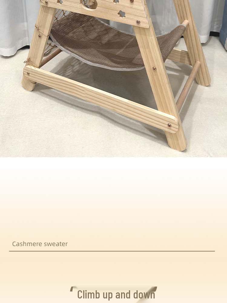 Massivholz-Katzenbaum: Mehrstufige Kletterleiter, Plattform & Bett zum Spielen und Schlafen