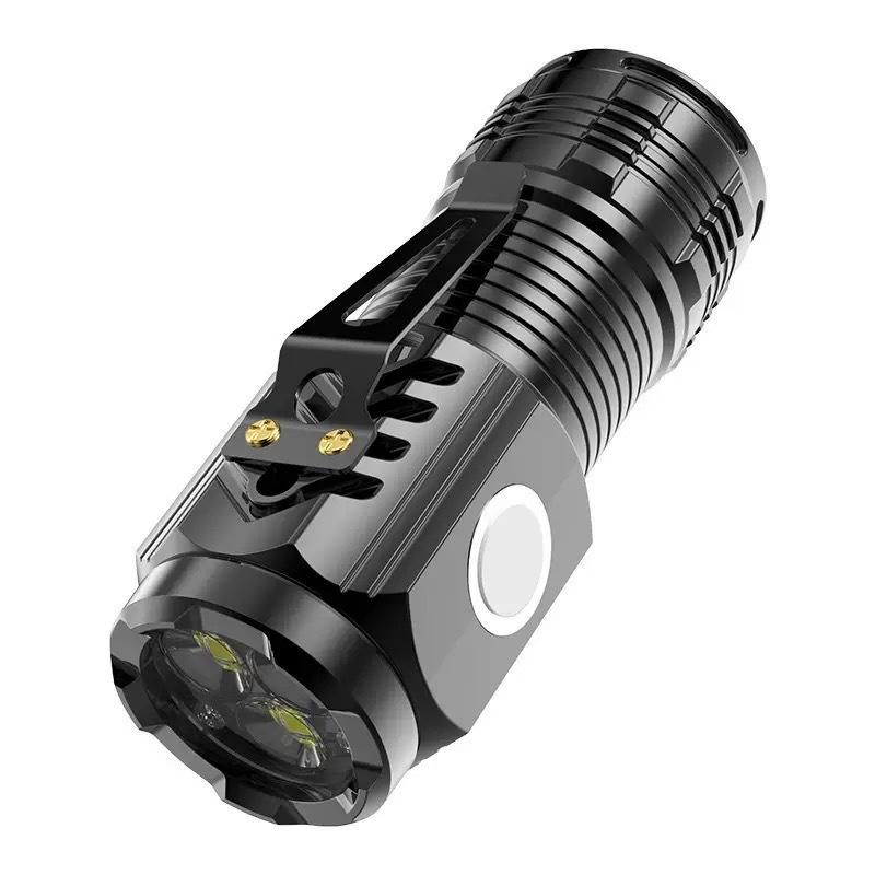Rechargeable Led Flashlight Super Bright Mini Work Light 3 Modes Waterproof Portable Cob Tactical Torch Zoomable Camping Lantern