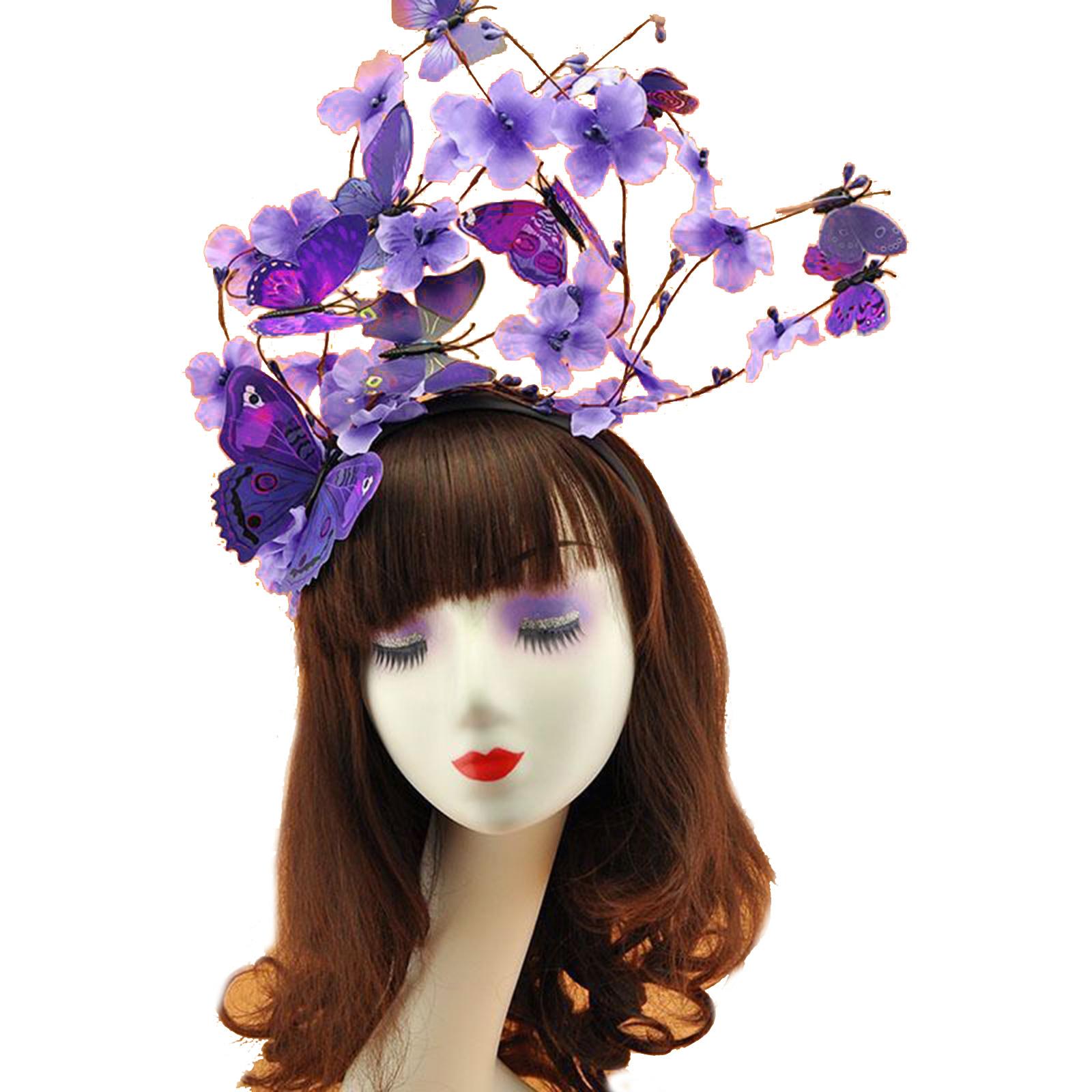 

Women Butterflies Headband Cosplay Bohemian Wedding Headpiece Butterflies Hair Hoop Costume Hair Accessory for Girls фіолетовий