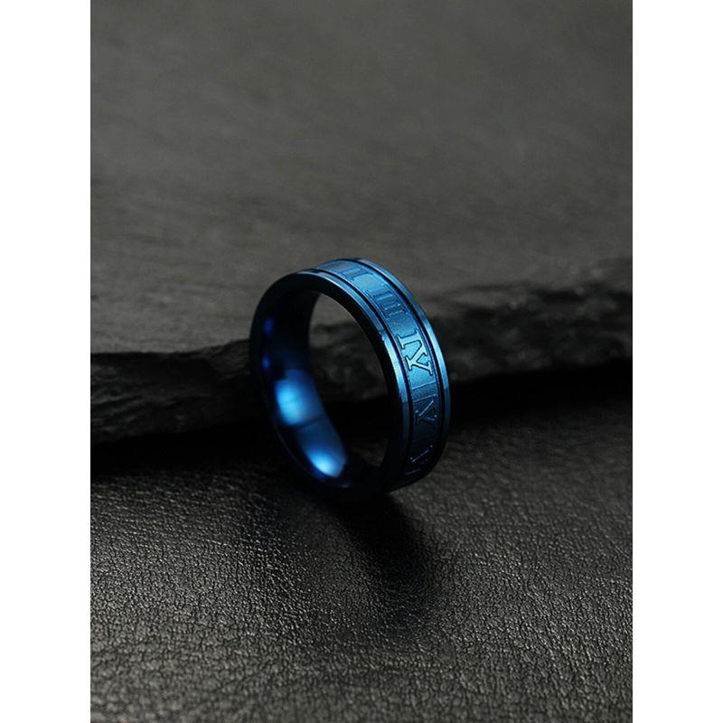 Cross-Border Foreign Trade Stainless Steel Jewelry Hot Sale Western Style 6mm Corrosion Roman Word Multi-Color Optional Titanium Steel Ring