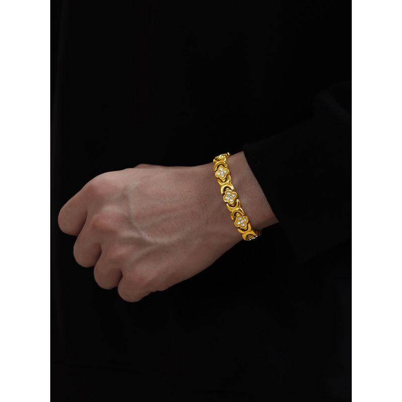 Mushen Light Luxury Niche 18K Gold Bracelet for Men and Women, New Four-Leaf Clover Full Diamond High-End Trendy Magnetic Jewelry