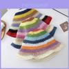 Cappello di Paglia Estivo Coreano con Arcobaleno Fatto a Mano a Falda Larga Protezione Solare per Vacanza al Mare