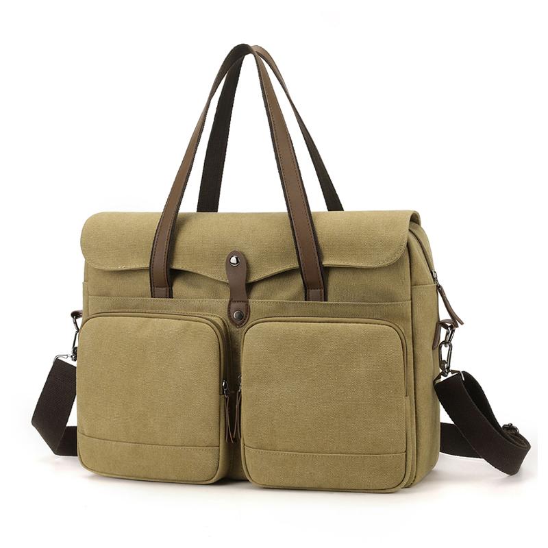 

Large Capacity Briefcases Men Travel Bags Canvas Weekend Shoulder Bags Multifunctional Messenger Tote Bags with Long Strape хакі