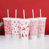 5Pack 24oz Christmas Plastic Cup with Lids Straws Reusable Christmas Juice Coffee Drinking Cups 2026 New Year Gifts Xmas Navidad